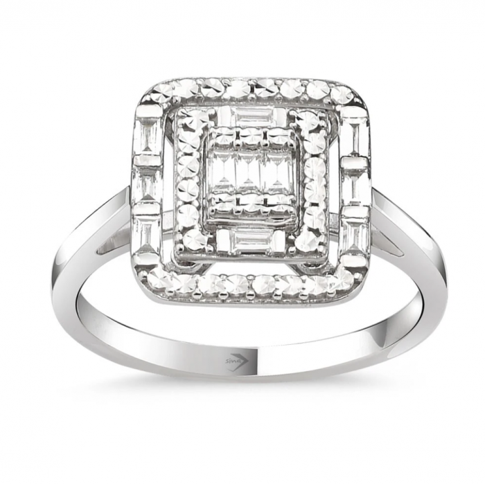 1,00 Karat Görünümlü Baget Pırlanta Yüzük