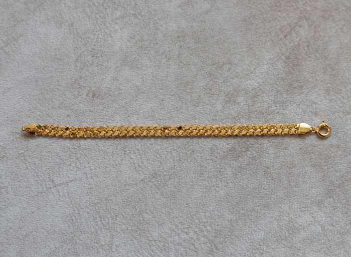 14 Ayar Altın Çift Sıra Pullu Kadın Bileklik